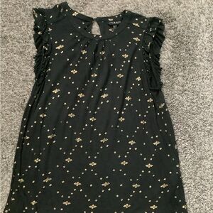 Lucky Brand Womens Sleeveless Metallic Ruffle Top